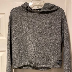 Pink cropped hoody , black,white and great, size xs